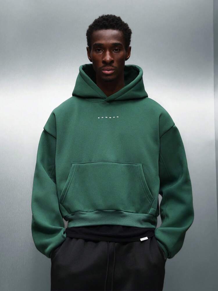 PLAYBOY X SUMWON Oversized Crop Pullover Hoodie With Drawstring