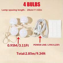 1PC4/6/8/10/12/14 LED Bulb Vanity Mirror Light, 3-Color USB Power Adjustable Vanity Mirror Light, Suitable For Home Bedrooms - Multicolor - View 22