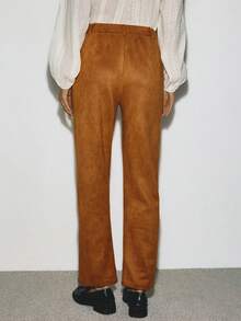 ATUI Studio Women's Autumn Vintage Casual Simple Western Bohemian Suede Cigarette Pants,Fall Clothes For Women,Business Casual Woman - Brown - View 3