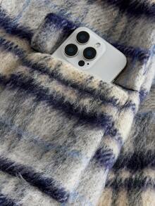 ROMWE MEN Street Life Men's Plaid Long Sleeve Single-Breasted Casual Pocket Overcoat, Autumn/Winter - Multicolor - View 5