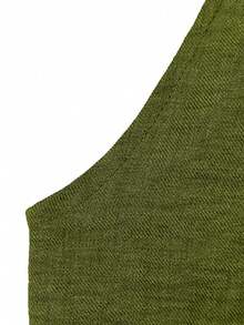 SHEIN LUNE Sleeveless Halter-Neck Ruffle Elegant Jumpsuit For Young Women - Army Green - View 4