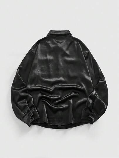 Street Life Chemise de style gothique sombre et polyvalente pour hommes en satin