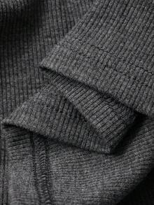 DAZY 女式蕾丝拼布撞色系腰修身休闲T恤 - 深灰色 - 查看 8