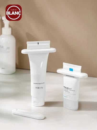 Madebyblanc 2 件手动护手霜分配器、洗面奶、牙膏挤压器，日式新款休闲创意牙膏架，适用于浴室、简约设计、化妆、便宜、房间装饰、梳妆台、旅行、卧室、化妆配件