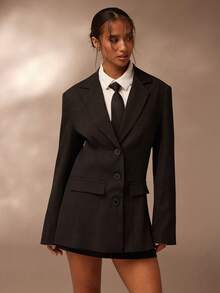 Glamine 女士优雅约会通勤百搭西装套装，秋季 - 黑色 - 查看 4