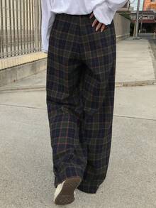 FRIFUL 女式拉绒直筒休闲裤 - 墨綠色 - 查看 3