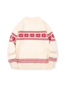 Manfinity Homme Men's Snowflake Pattern Crew Neck Long Sleeve Casual Sweater, Autumn/Winter, Christmas Sweater Graphic - Multicolor - View 2
