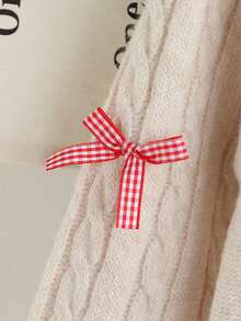 SHEIN 1 chiếc áo len dài tay thêu hoa cho bé gái, cổ tròn, kiểu dáng thoải mái, mặc hàng ngày, áo khoác cardigan mùa thu/đông cho bé gái, áo len cho bé gái, quần áo bé gái mùa thu và mùa đông, áo len cho bé gái - Nhiều màu - Xem 3
