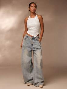 Glamine 女士性感不对称亮片圣诞吊带背心，闪亮上衣，适合夜店派对、节日派对服装 - 銀色 - 查看 6