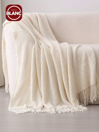 Madebyblanc 1入組素色針織毯子,北歐風格亞克力長方形辦公室小憩沙發毯子,針織毯毯子,披肩,套,床單,床尾巴毯子