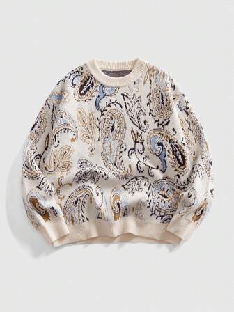 كنزة صوفية كاشو بياقة طاقم للرجال بطراز كلاسيكي مُحبوكة