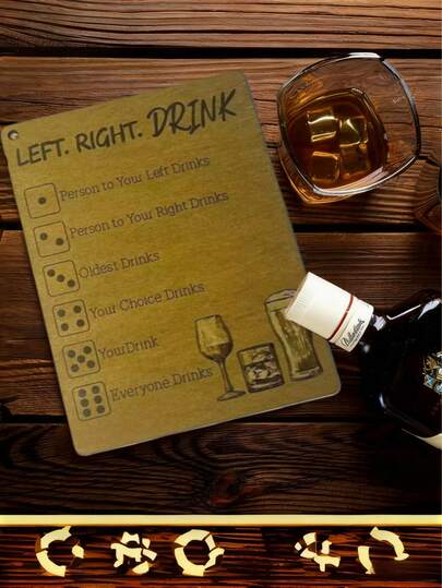 1PC Wooden Drinking Game Set For Adult Bachelor Party Valentine's Day Left Right Dice Board Game Bar Social Interaction Pine Wood Style Birthday Party Fun Drunk Cubes With Dice