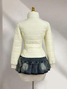 Elamini 女士休闲时尚百搭口袋收腰加厚外套，适合秋冬季外出、通勤和聚会