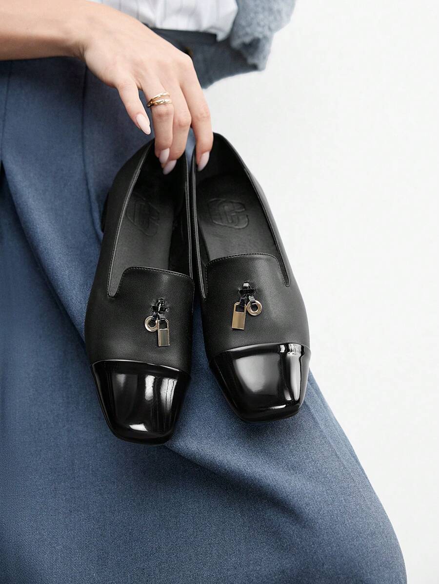 CUCCOO BIZCHIC Women's Classic Black Flat Slip-On Casual Commuter Shoes For Christmas - Black - View 1