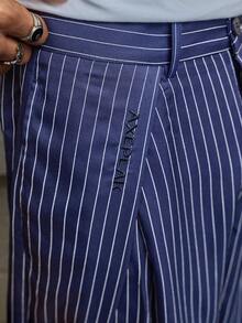 AXEPEAK Men's Casual Commuter Striped Wide Leg Pants - Navy Blue - View 5