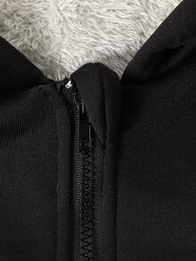 Sparklyn 1 件女童针织羊毛夹克，前拉链，蝴蝶刺绣，可爱时尚，适合秋冬 - 黑色 - 查看 5