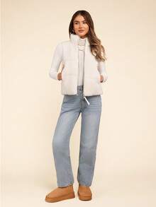 Coeurva 女式无袖绗缝羊毛背心（有领）