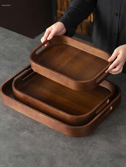 1 Pc Walnut Wood Tray With Handle, For Serving Food, Snacks, Beverages, Sushi, Steak, Pizza, Desserts, Cakes, Breads, Breakfast Tray, Coffee Tray, Tea Tray, Cold Cut Platter,Fall Decor,Christmas Decorations Boys Backpack, Halloween, Backpack School. Clear Backpack, School, Halloween Costume.
