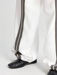 NEON BLANC Pantalones de chándal casuales de pierna ancha con cordón en la cintura y rayas para hombre - Blanco - Ver 4
