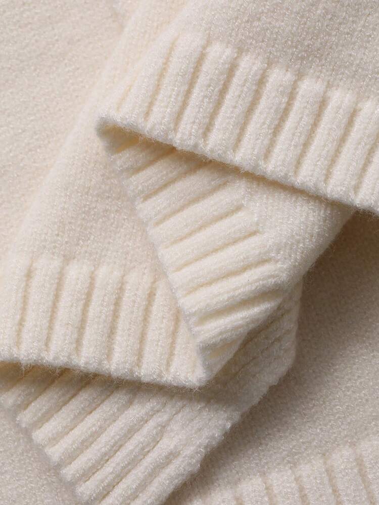 Women's Loose Business Casual Asymmetric Collar Pullover Sweater, Basic Solid Color Minimalist Design, Suitable For Autumn And Winter