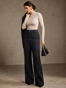 MOTF PREMIUM 羊毛修身喇叭裤 - 霧霾藍 - 查看 7