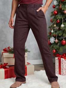 Manfinity Bizformal Quần bóng thời trang đa năng dành cho nam đi làm - Màu Đỏ Sâu - Xem 6