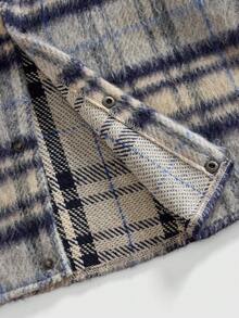 ROMWE MEN Street Life Men's Plaid Long Sleeve Single-Breasted Casual Pocket Overcoat, Autumn/Winter - Multicolor - View 6