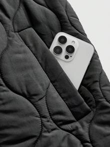 ROMWE MEN Casual 男士绗缝拉链休闲背心，秋冬 - 灰色 - 查看 3