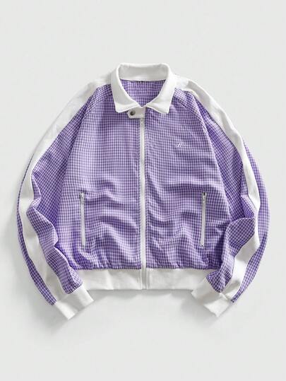 Street Life Men's Casual Plaid Patchwork Zip-Up Jacket, Autumn