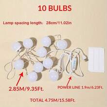1PC4/6/8/10/12/14 LED Bulb Vanity Mirror Light, 3-Color USB Power Adjustable Vanity Mirror Light, Suitable For Home Bedrooms - Multicolor - View 19