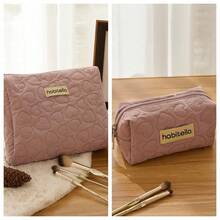 1/2/3 Pcs New Oxford Cloth Makeup Bag With High Value, Large Capacity, Portable And Convenient Travel Wash And Storage Bag, Handbag With Heart Pattern For Cosmetics Storage - Baby Pink - View 15