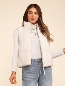 Coeurva 女式无袖绗缝羊毛背心（有领）