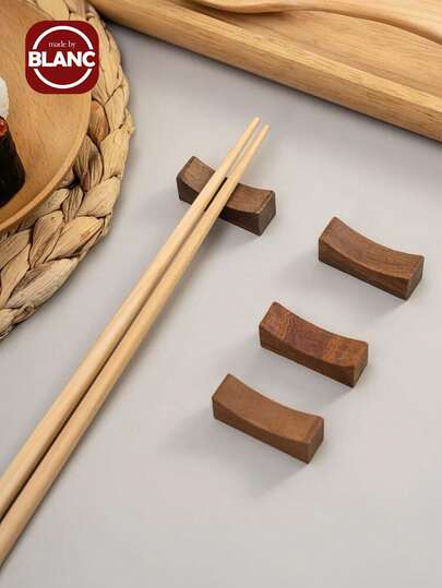3pcs/Set Wooden Chopstick Rest With Japanese & Korean Styles Gourd, Ingot, Dumbbell, Fish, And Round Shape For Home Kitchen & Dining Table Decoration Back To School