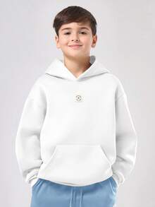 Bộ đồ thể thao phối hợp SUMWON dành cho tuổi teen, gồm áo hoodie và quần nỉ, có logo thương hiệu, thích hợp mặc thường ngày hoặc đi nghỉ mát. - Xanh và trắng - Xem 3