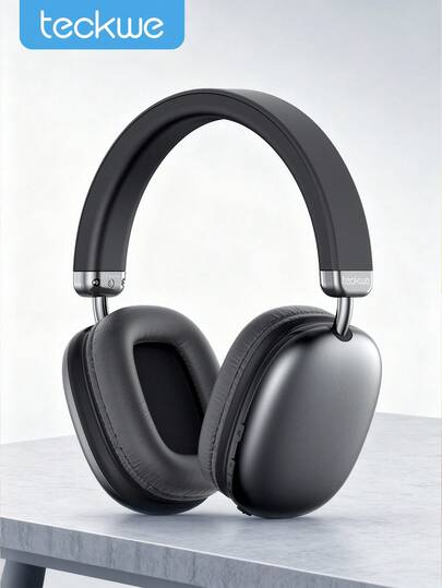 Teckwe Wireless Over-Ear Headphones With Microphone Foldable & Portable HiFi Stereo Sound Headset With Memory Foam Ear Cups