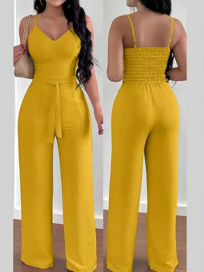 INAWLY 女士优雅休闲无袖连体裤