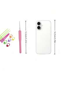 2/3/4/5/6pcs Crochet Hook Set With Storage Box, Knitting Needles Set, Soft Grip Crochet Hooks, DIY Yarn Craft Tools Assorted Sweater Needles & Stitch Markers(Multi-Size Combination Sets) - Pink - View 4
