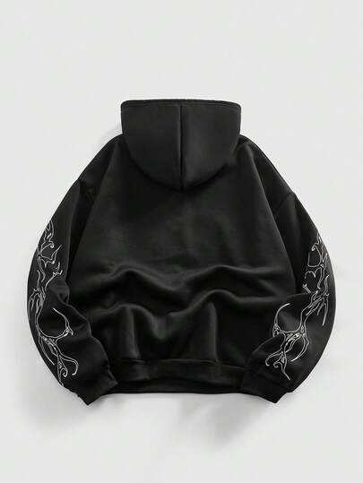 Street Life Men's Streetwear Graphic Print Hoodie, Suitable For Everyday Wear, Spring/Summer