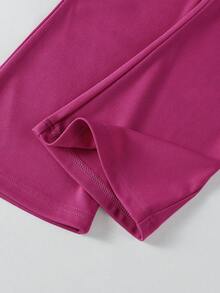 SHEIN 2件套年轻女孩简约时尚粉色蝴蝶结黑色上衣和粉色裤子运动服套装 - 彩色 - 查看 7