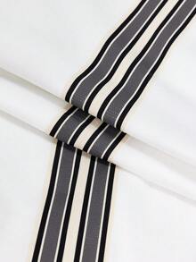 NEON BLANC Pantalones de chándal casuales de pierna ancha con cordón en la cintura y rayas para hombre - Blanco - Ver 6