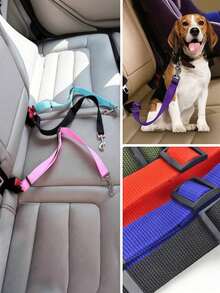 Zazumi 1 件宠物汽车安全带，狗伸缩安全牵引绳，宠物牵引绳，汽车安全带尼龙安全带重型耐用汽车安全带，适用于狗，狗汽车座椅，狗安全带 - 彩色 - 查看 1