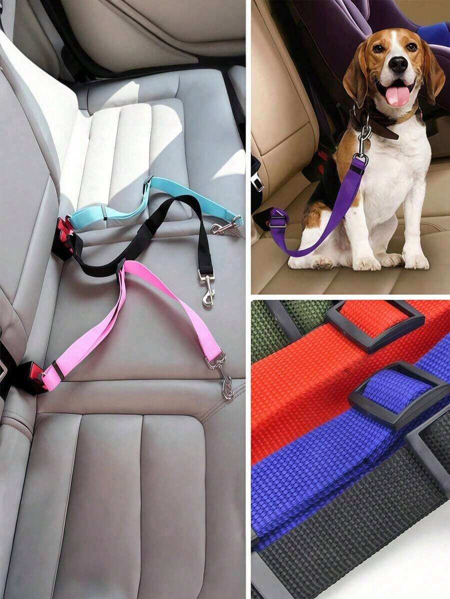 Zazumi 1 件宠物汽车安全带，狗伸缩安全牵引绳，宠物牵引绳，汽车安全带尼龙安全带重型耐用汽车安全带，适用于狗，狗汽车座椅，狗安全带 - 彩色 - 查看 1