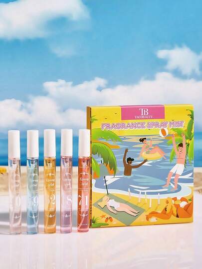 Juego de 4/5 piezas de 10ml de sprays de fragancias digitales de playa, con un aroma floral fresco y delicado. El diseño portátil lo hace ideal para usar como fragancia para el hogar en armarios, dormitorios, baños, automóviles, en citas, durante los viajes y para desodorizar y agregar fragancia en verano