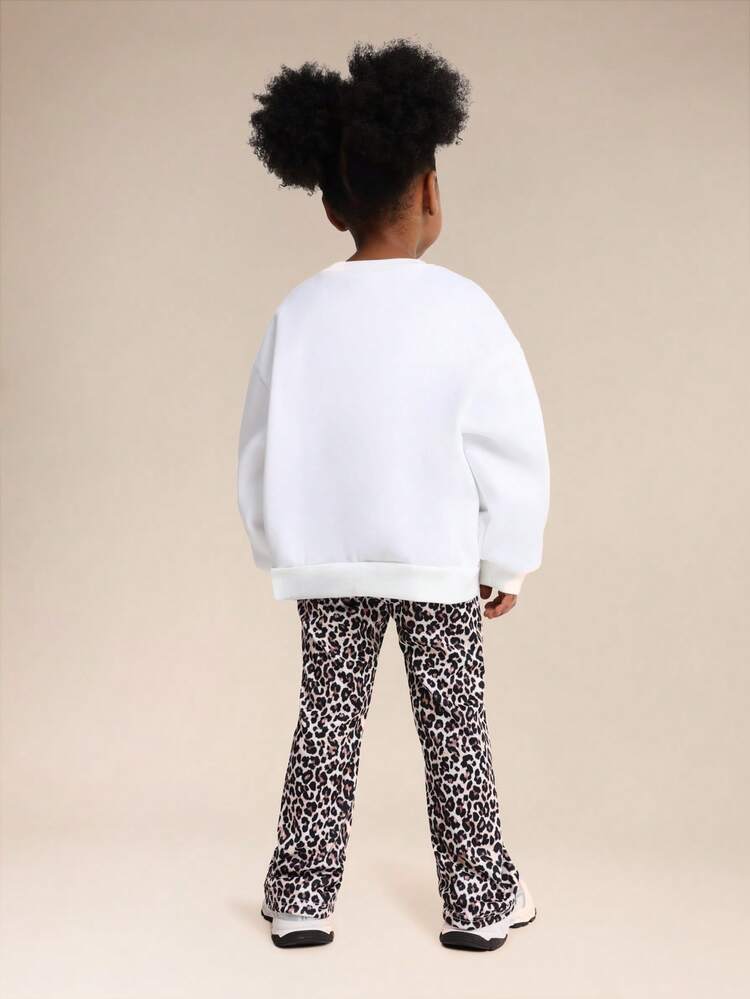 Leopard Print Bow Hoodie And Jogger Set