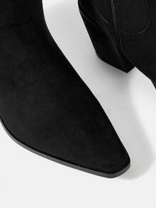 Styleloop Stivali alti da donna con decorazione alla caviglia, punta quadrata e tacco largo - nero - Visualizzare 5