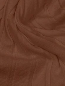 Elenzga Contrast Color V-Neck Casual Pleated Sweater Dress - Camel - View 7