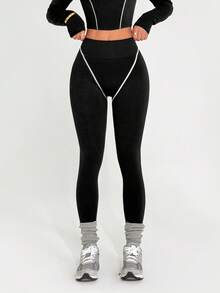 Dewbera Leggings femininas de cintura alta para exercícios diários - Preto e Branco - Ver 1