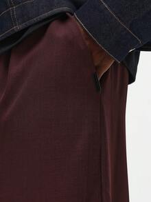 SUMWON Baggy Fit Pull On Wide Leg Casual Pants With Drawstring Waist For Comfortable Everyday Wear - Coffee Brown - View 8