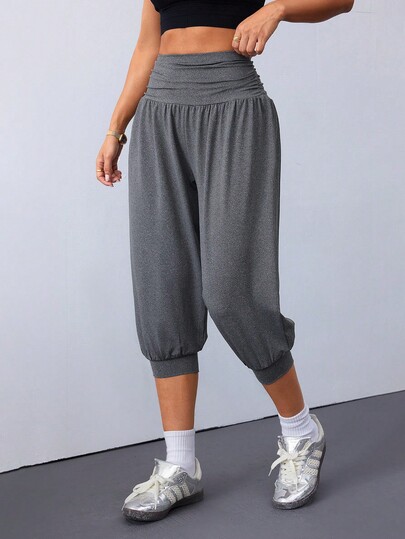 Dewbera Women's Casual Solid Color High Waist Sports Pants