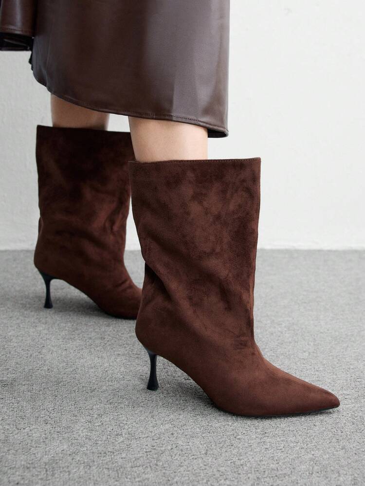 CUCCOO BIZCHIC Women's Pointed Toe Fashion Daily Wear High Heel Mid-Calf Boots For Christmas